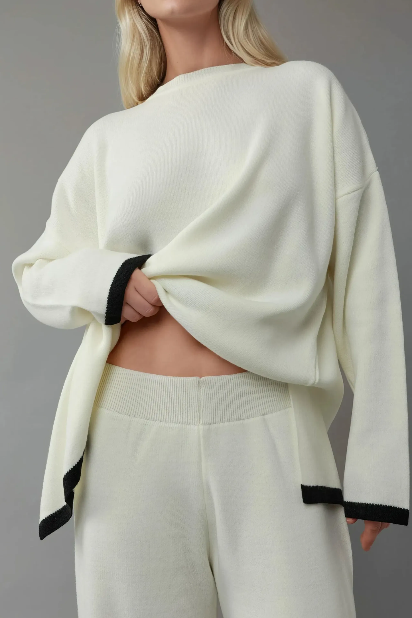 Loungewear-Set – Oversize-Pullover und Hose mit weitem Bein für Frauen