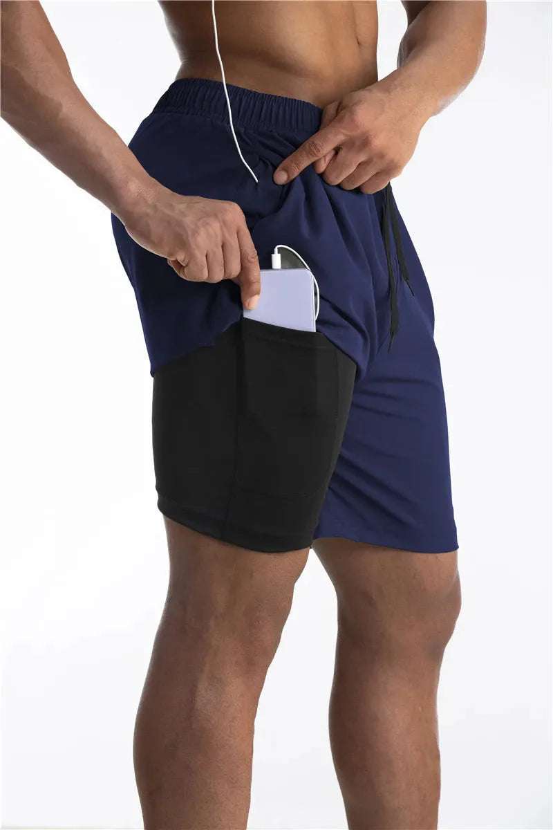 Armour Laufshorts mit Innenfutter und Handytasche-Blau-S-HauteBerlin
