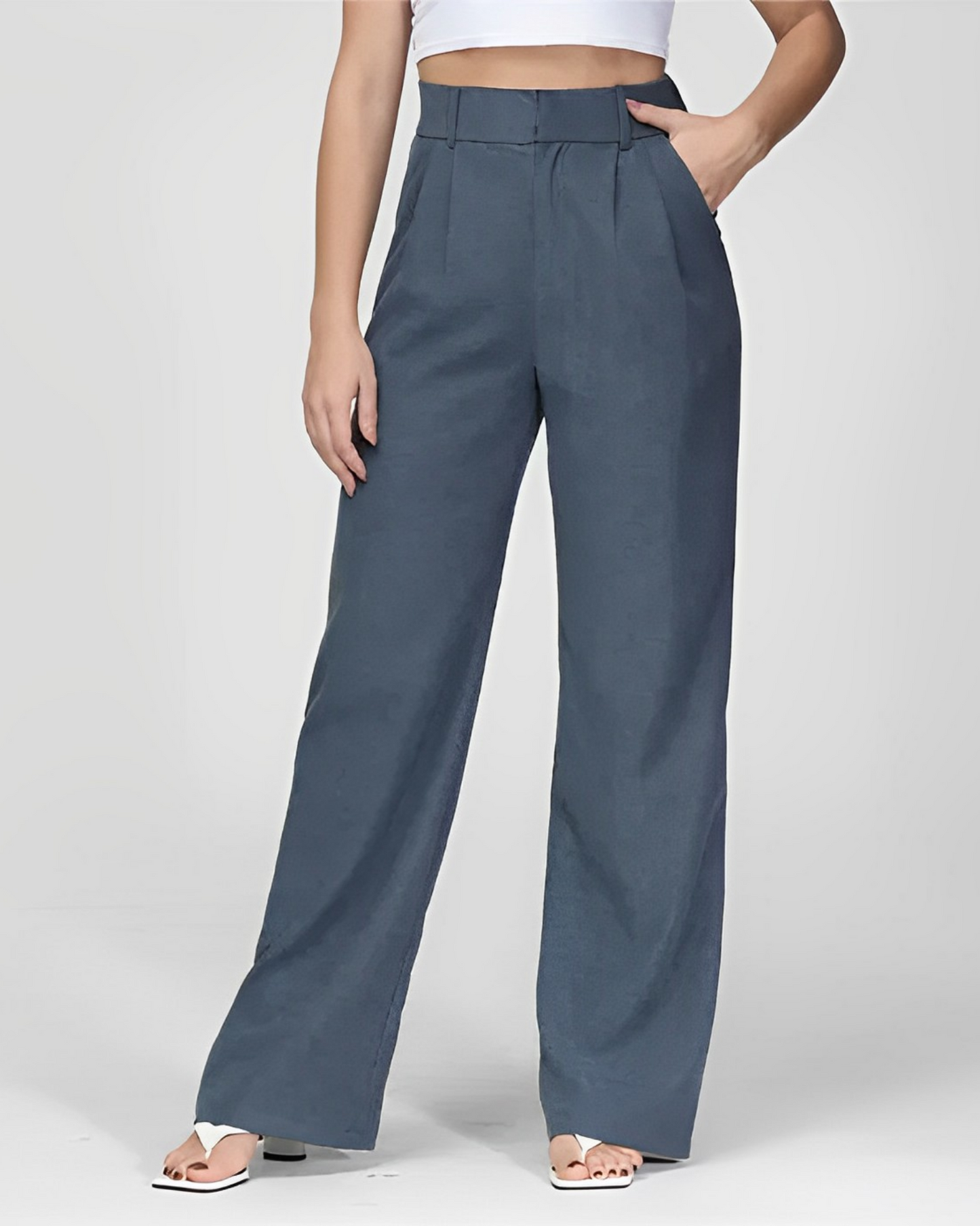 Vellessa – Damen Hose mit Weitem Bein & Maßgeschneidertem-Blau-XS-HauteBerlin