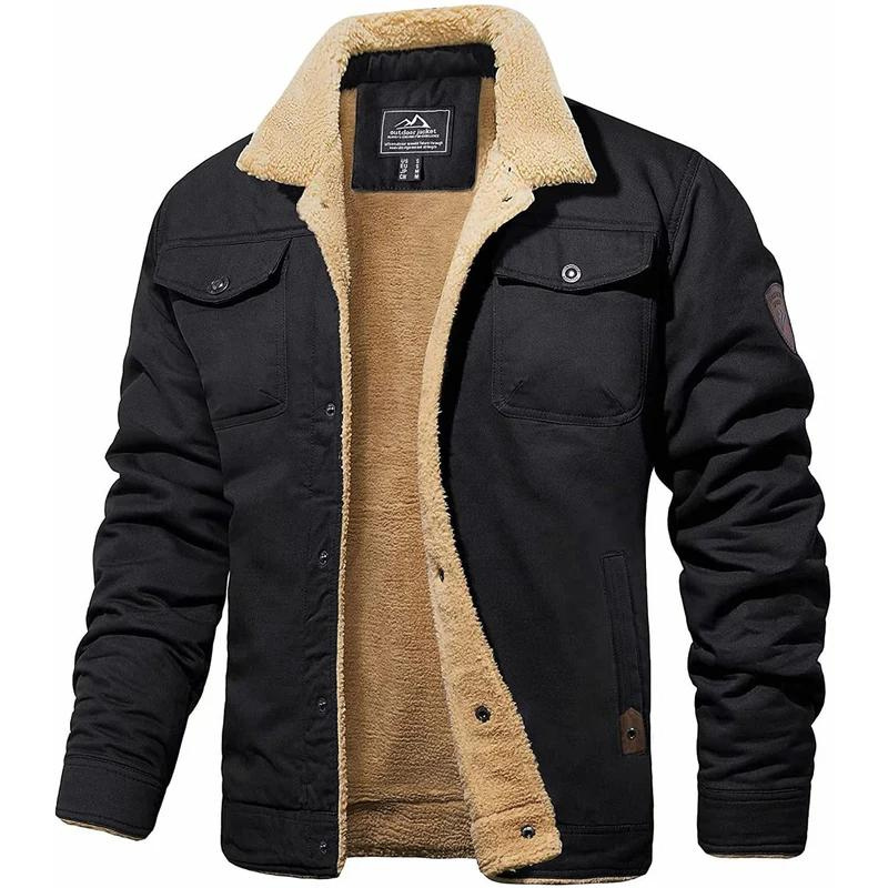 Bombardier Jacke - Geknöpft - Warm - Sherpa gefüttert - Herren Winterjacke-Schwarz-S-HauteBerlin