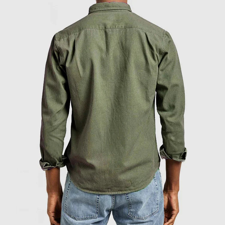 Button-down-Hemd | Lange Ärmel | Brusttasche | Freizeithemd | Denim-Hemd-HauteBerlin