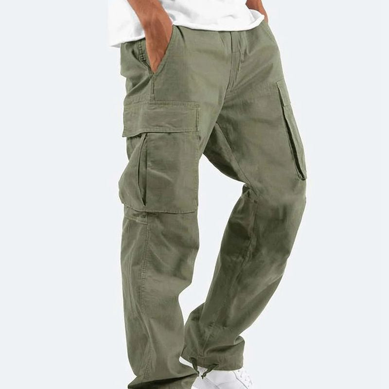 Cargohose - Herren Cargohose mit geradem Bein und Kordelzug, mit Taschen-HauteBerlin