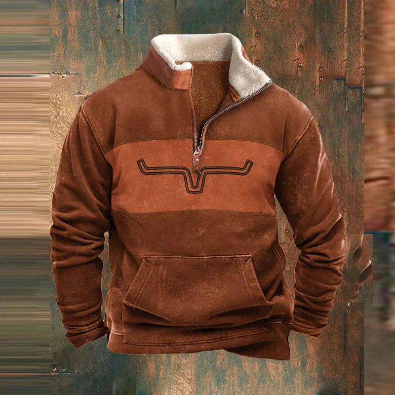 Fleece mit halbem Reißverschluss | Warm | Tasche | Herren-Fleecepullover mit halbem Reißverschluss | Winterkleidung-HauteBerlin