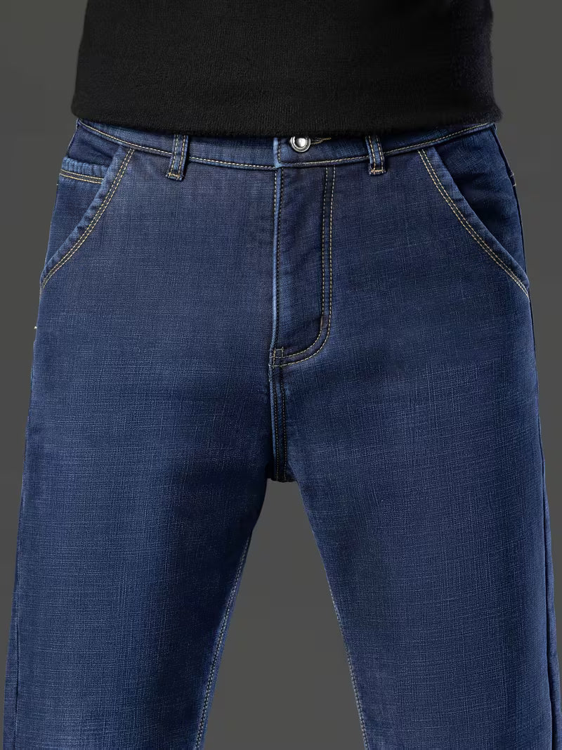 Fleecegefütterte Jeans – Stretchjeans mit geradem Bein für Männer-HauteBerlin