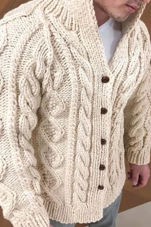 Grobe Strickjacke | Warm | Zopfmuster | Strickjacke | Herren-Strickjacke-HauteBerlin