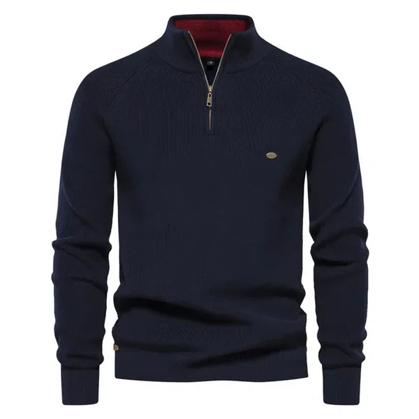 Half Zip Pullover - Baumwolle - Warm - Strickpullover - Herren Quarter Zip Pullover-HauteBerlin