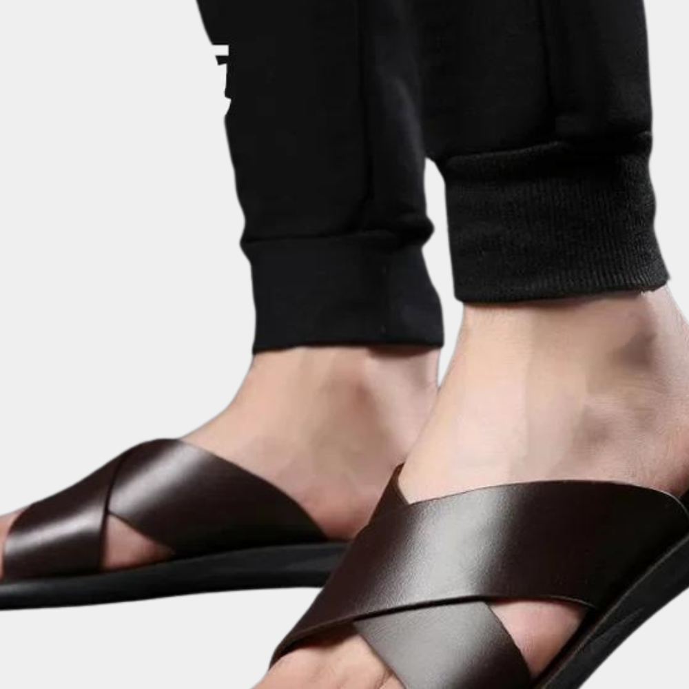 Herren-Pantoletten – Slipper – Leder – Sommerschuhe – Herrensandalen-HauteBerlin