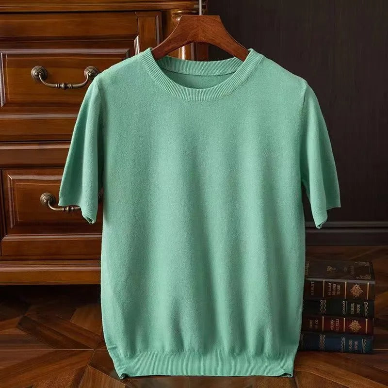 Kaschmir-T-Shirt | Kurzarm | Strick | Herrenbekleidung-HauteBerlin