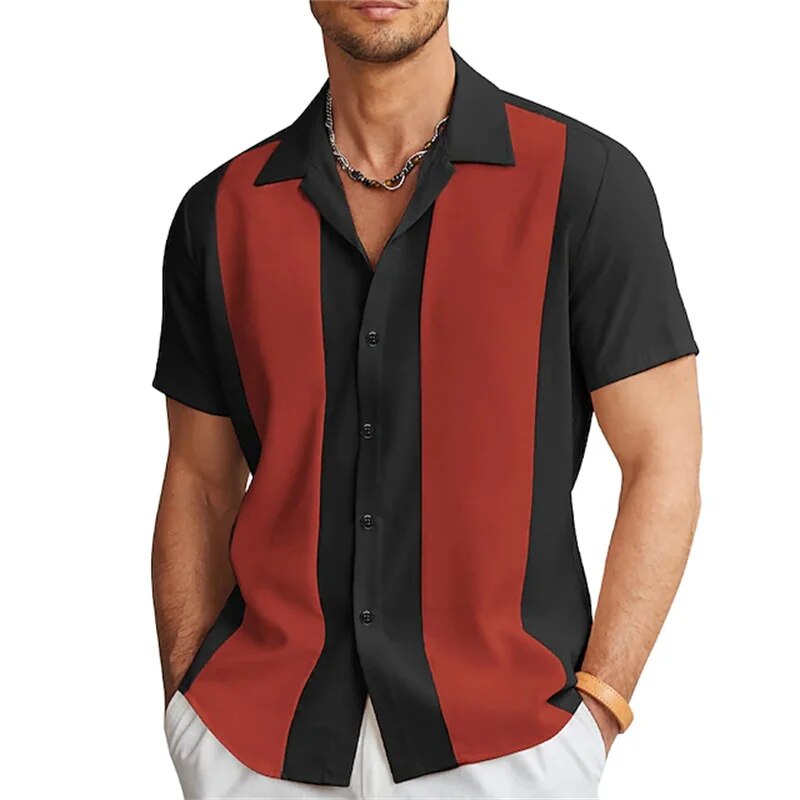 Kurzarmhemd | Gestreift | Button-Up | Sommerhemd | Herrenhemden-HauteBerlin