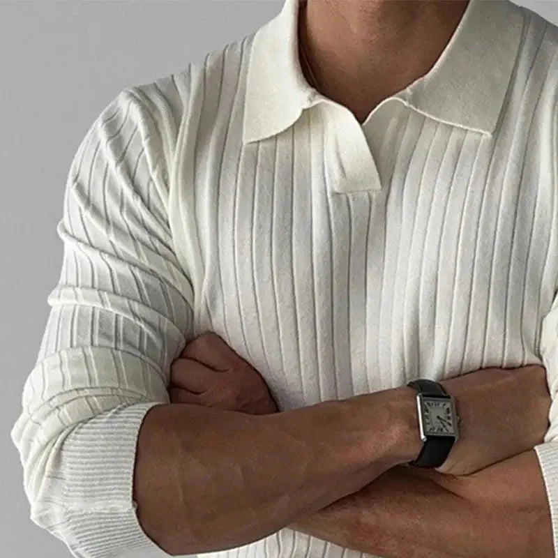 Langarm-Polo | Umlegekragen | Rippstrick | Poloshirts | Herrenhemden-HauteBerlin