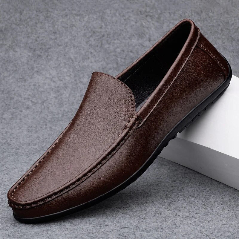 Leder Loafers - Slipper - Bequem - Mokassin - Herrenschuhe-Braun-38-HauteBerlin