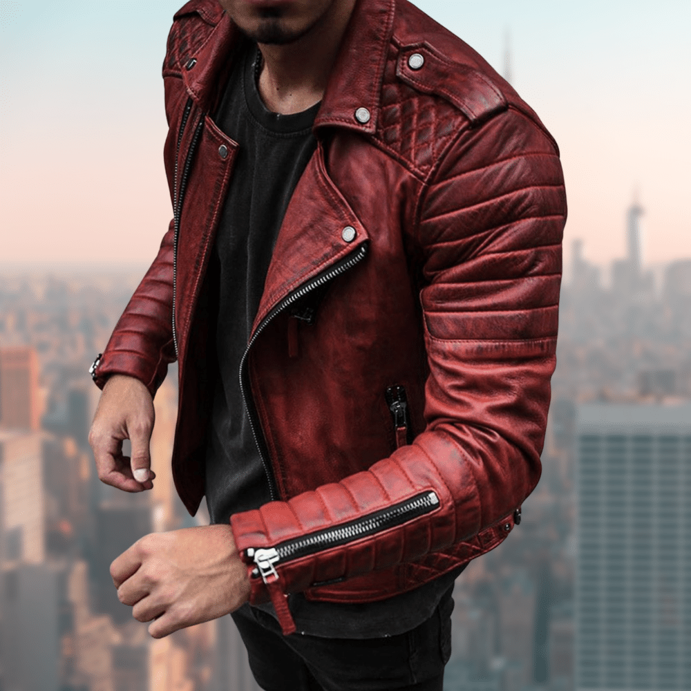 Lederjacke - Zip-Up - Kunstleder - Lederjacke für Männer - Bikerjacke-HauteBerlin