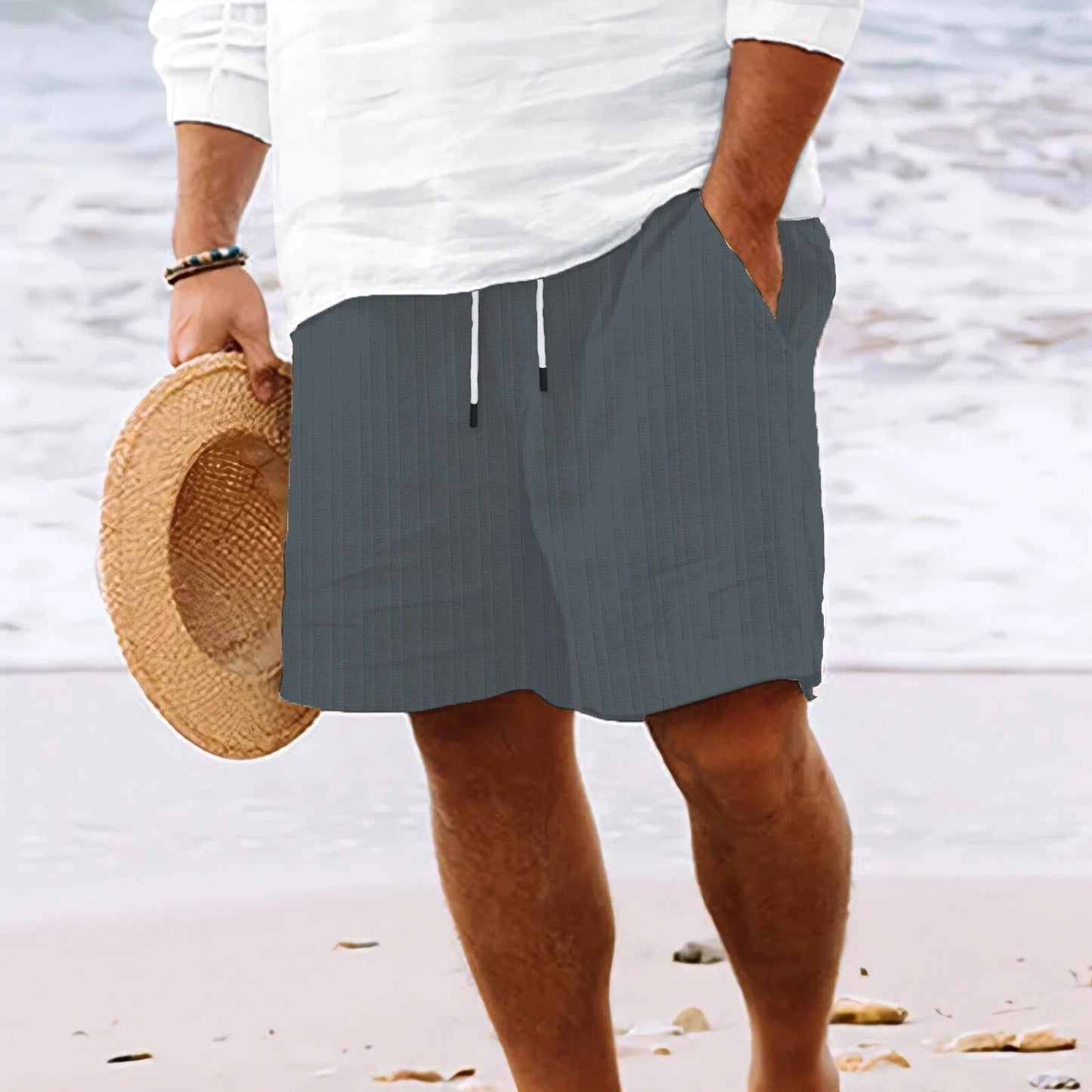 Leinen-Shorts – lockere Passform – Kordelzug – Sommershorts – Herren-Shorts-HauteBerlin