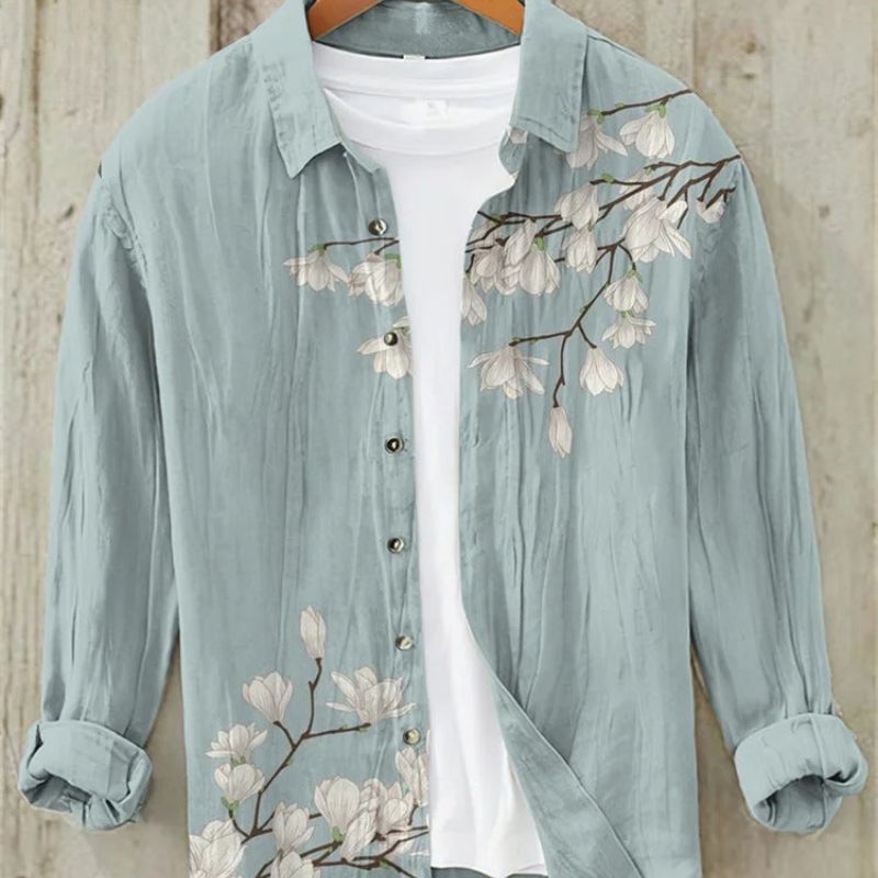 Leinenhemd | Bedruckt | Button-Up | Langarmhemd | Herrenhemd-HauteBerlin