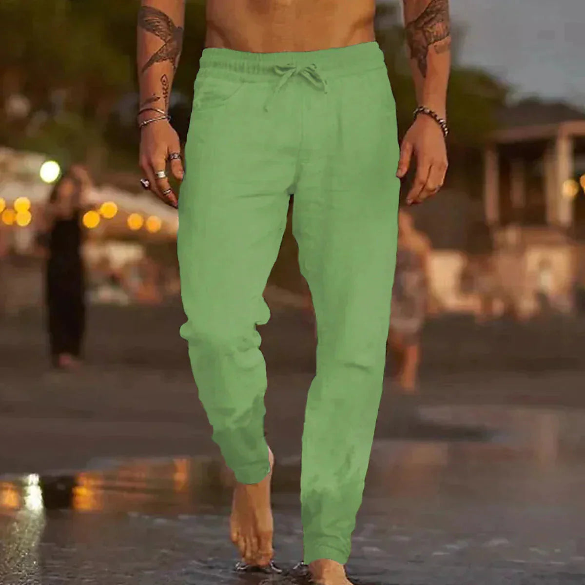 Leinenhosen | Baumwolle | Elastische Taille | Sommerhosen | Leinenbekleidung für Männer-HauteBerlin