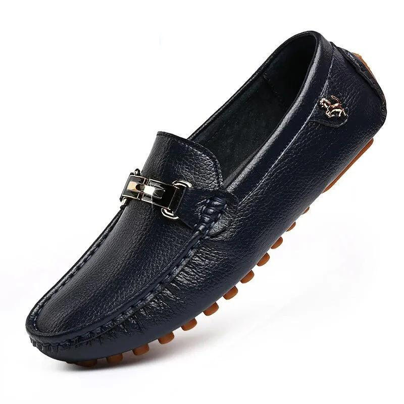 Loafers aus Leder - Rutschfeste Herren Slipper mit Metallschnalle-HauteBerlin