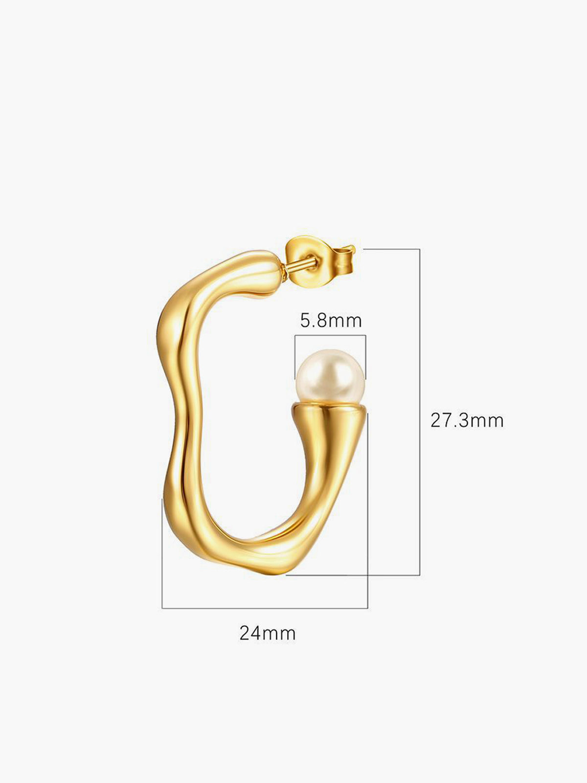Offener Creolen-Ohrring | Ohrstecker | Perle | Goldene Ohrringe | Damen-Ohrringe-HauteBerlin