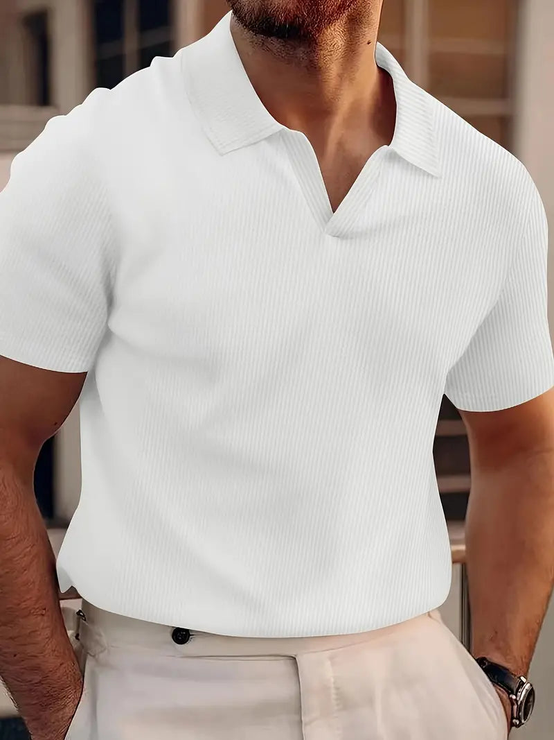 Polo-Shirt – Herren-Polohemd mit Kragen, V-Ausschnitt und kurzen Ärmeln-HauteBerlin