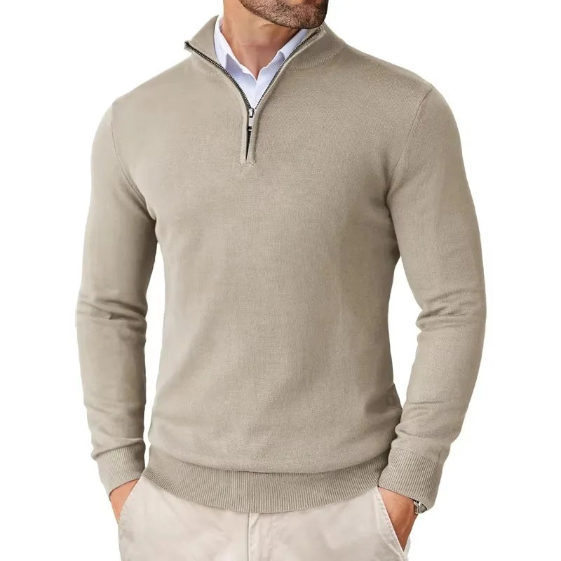 Pullover mit Viertelreißverschluss | Gestrickt | Halbreißverschluss | Polo-Pullover | Herren-Pullover mit Viertelreißverschluss-HauteBerlin