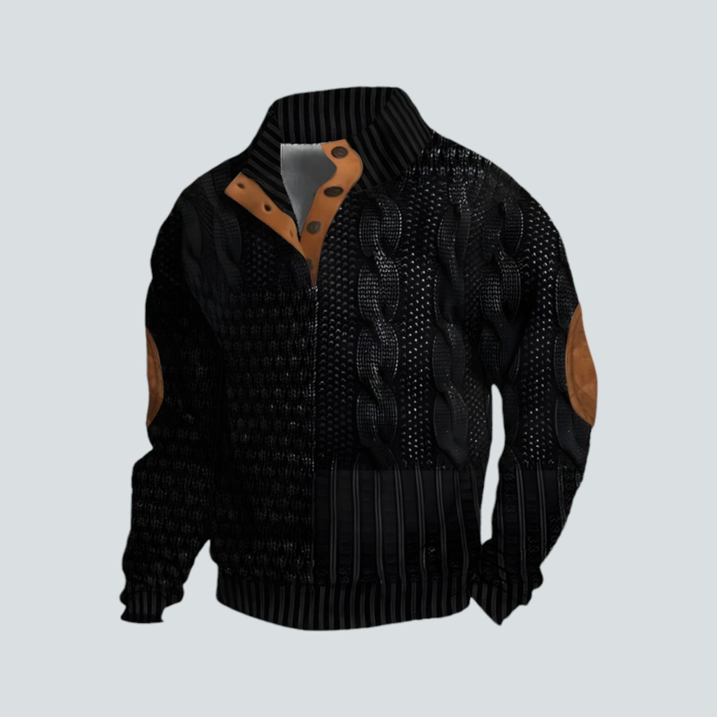 Pullover – warmer Herrenpullover mit lockerer Passform und vierteljährlicher Knopfleiste-HauteBerlin