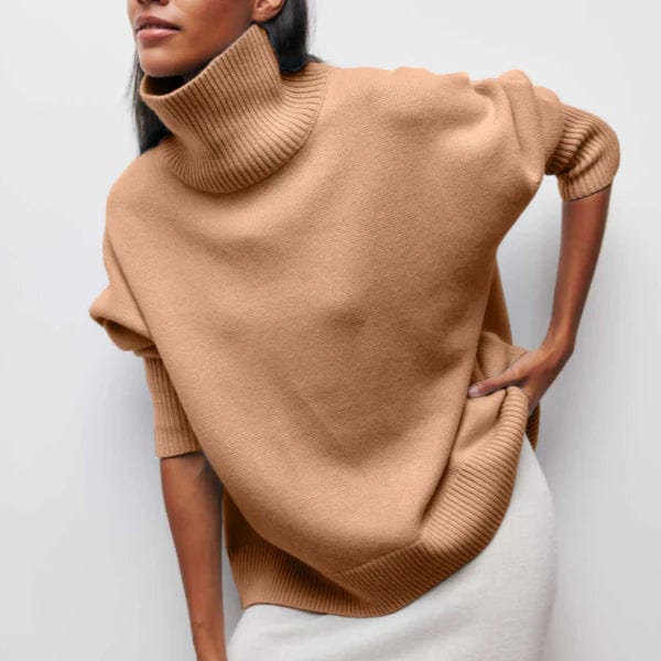Lunacash – Oversize Damen Rollkragenpullover aus Reiner Kaschmirwolle-Khaki-S-HauteBerlin