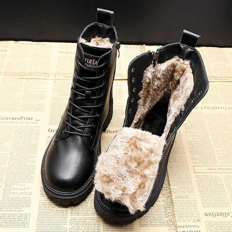 Dalphine - Winterstiefel aus schwarzem Leder-Schwarz-35-HauteBerlin