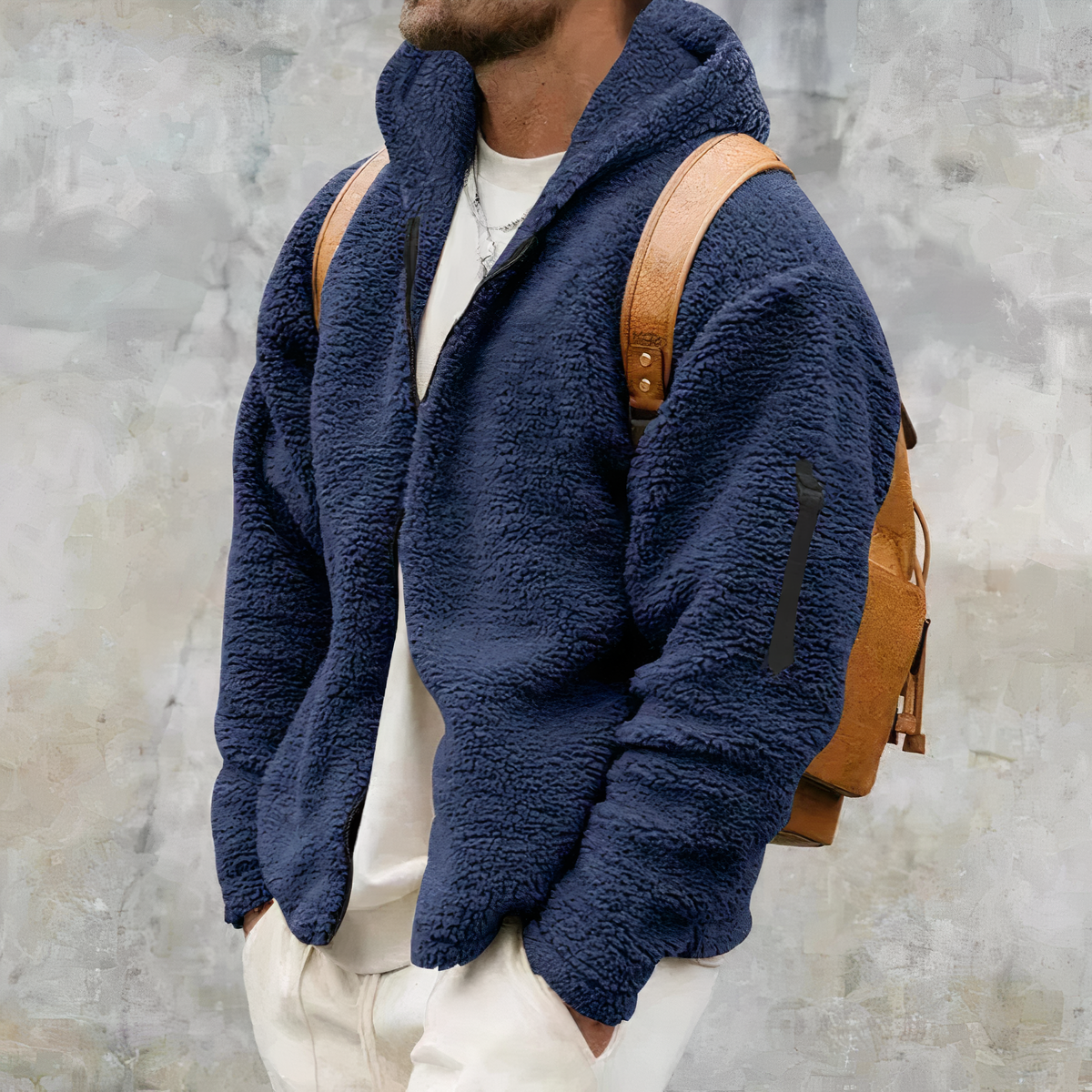 Sherpa Hoodie - Warme Fleecejacke mit Kapuze und Reißverschluss für Herren-HauteBerlin