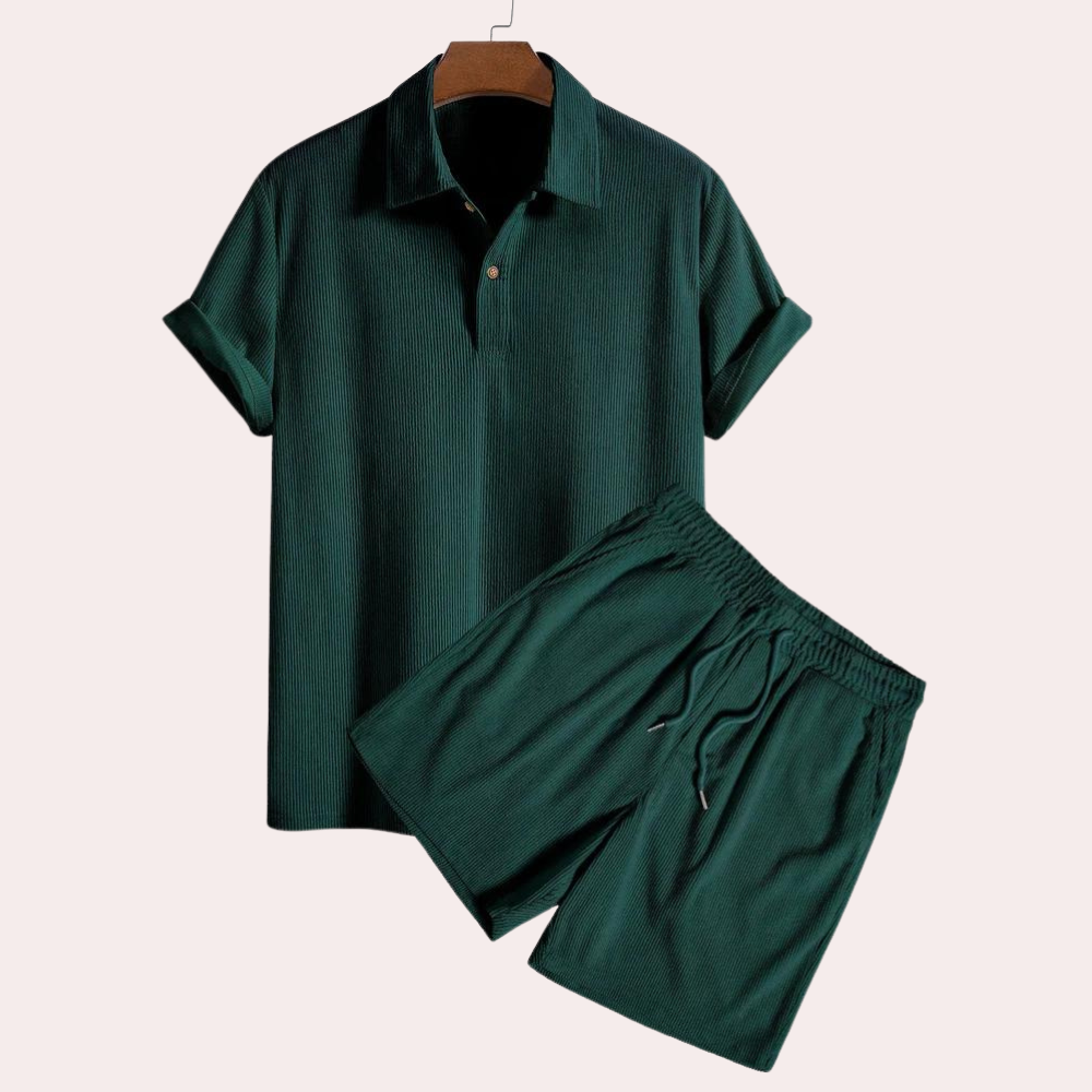 Shorts und Shirt Set - Kord - Polo T-Shirt - Zweiteiliges Set - Herren Sommer Set-HauteBerlin