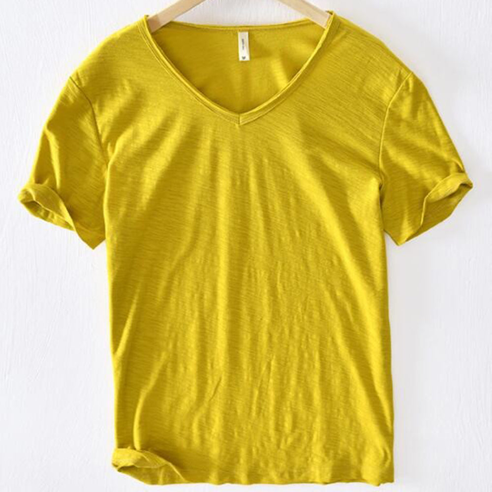 T-Shirt mit V-Ausschnitt | Leicht | Kurzarm | Sommershirt | Herren-T-Shirt-HauteBerlin