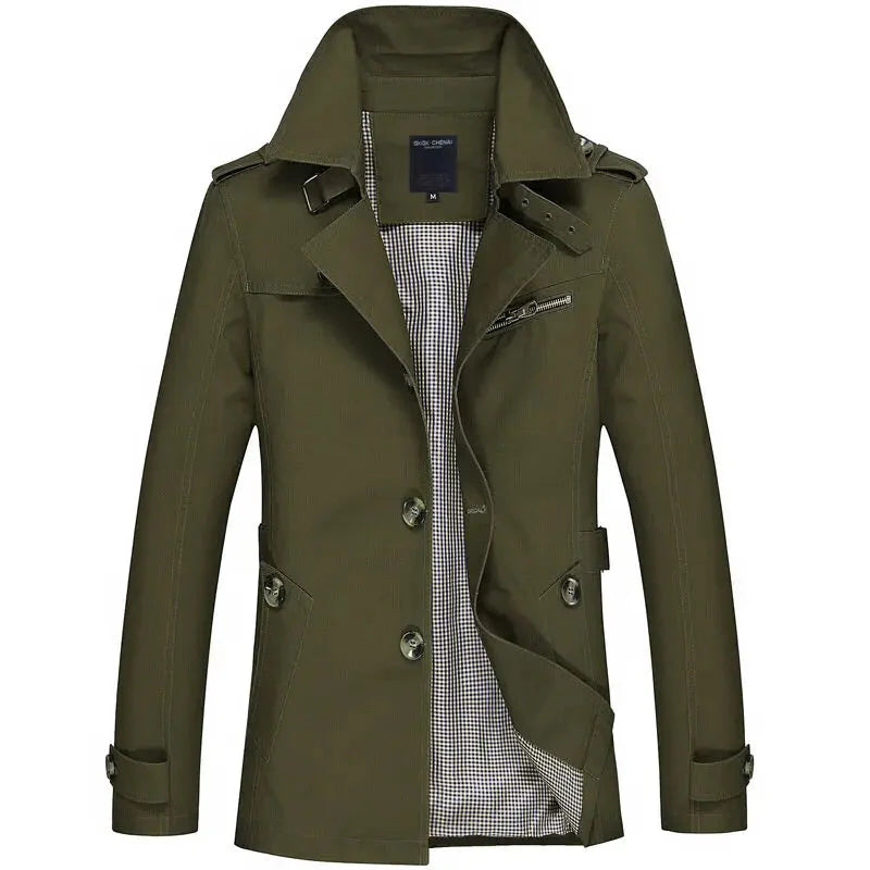 Trenchcoat - Mittellanger einreihiger Trenchcoat für Männer-HauteBerlin