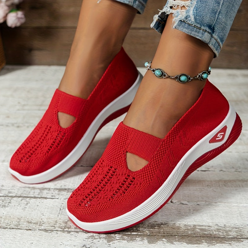 OrthoFlex – Bequeme Orthopädische Damen Sneaker zum Hineinschlüpfen-Rot-35-HauteBerlin