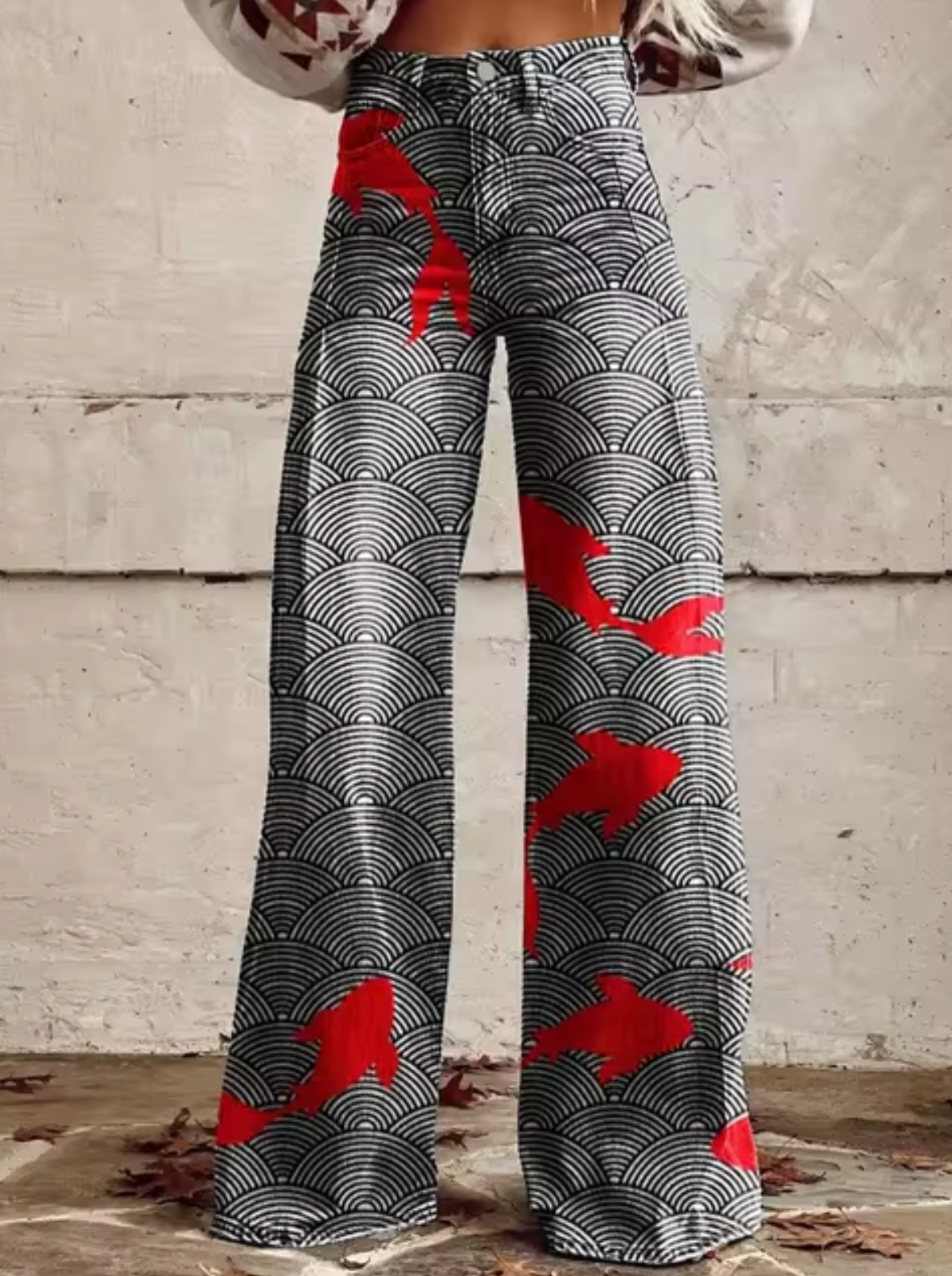 Anzela - Hose mit weitem Bein und farbenfrohem Print-Farbe 8-S-HauteBerlin