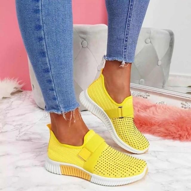AiraMove – Atmungsaktive Damen Turnschuhe mit Leichtgewicht & Komfortsohle-Gelb-35-HauteBerlin