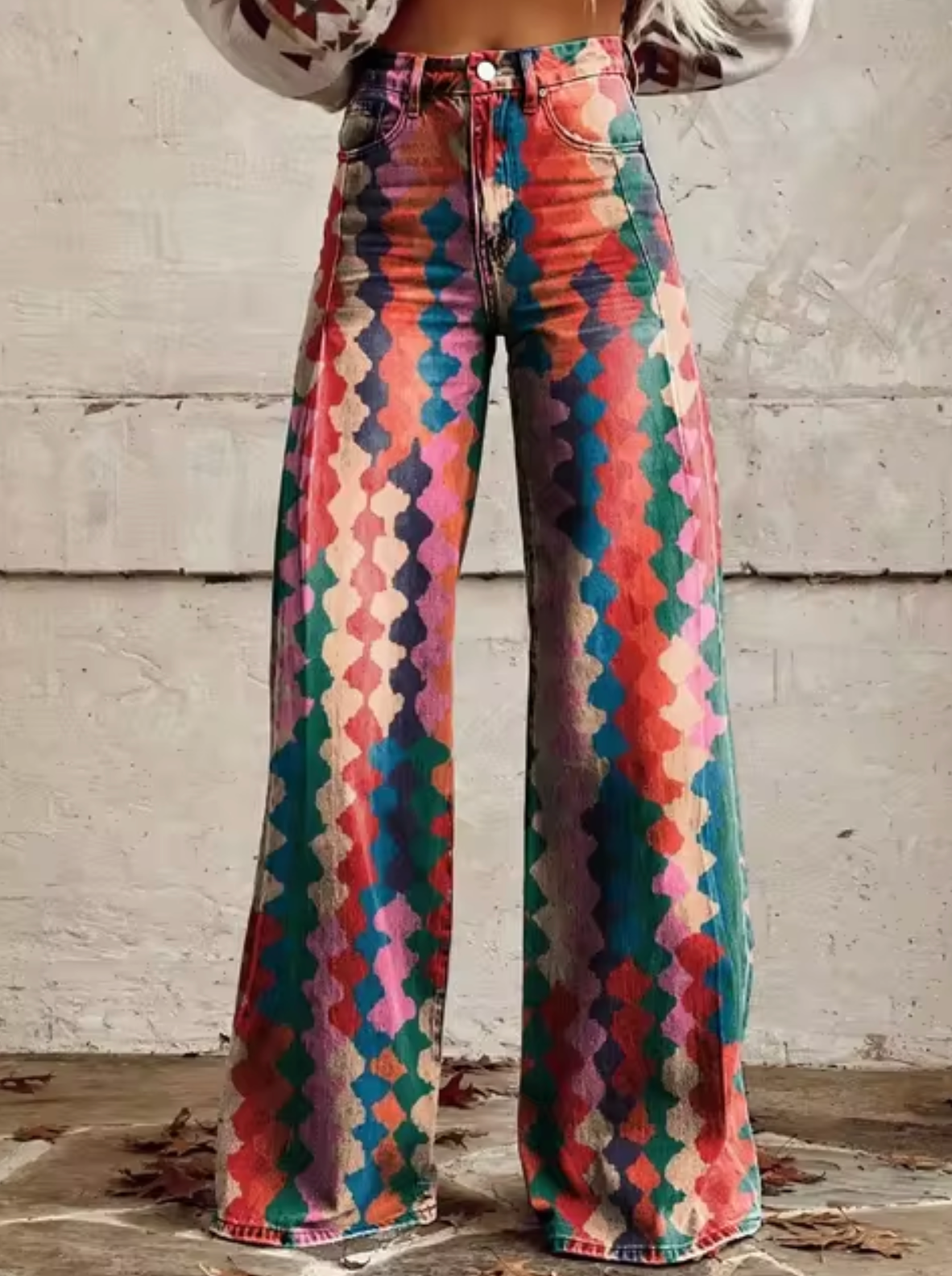 Anzela - Hose mit weitem Bein und farbenfrohem Print-Farbe 5-S-HauteBerlin
