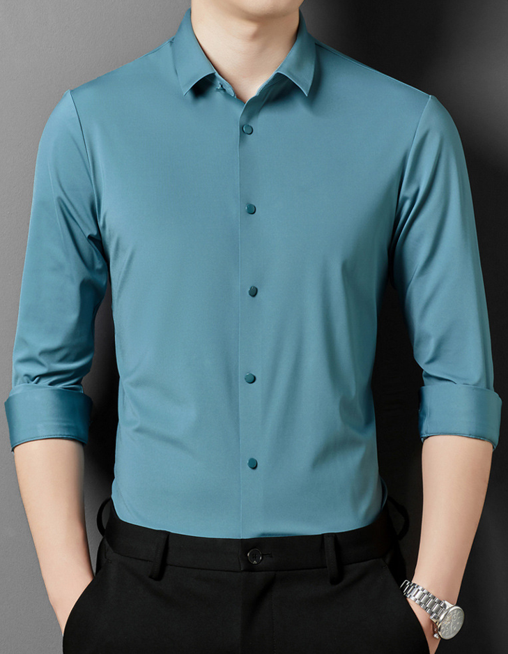 Cavessio – Herren Bügelfreies Stretchhemd mit Modern Fit-Marine-XS-HauteBerlin