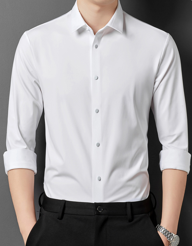 Cavessio – Herren Bügelfreies Stretchhemd mit Modern Fit-Weiß-XS-HauteBerlin