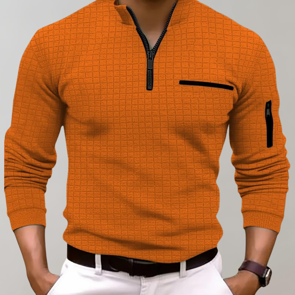 Bravaro – Modernes langärmeliges Baumwoll-Poloshirt für Herren-Orange-S-HauteBerlin