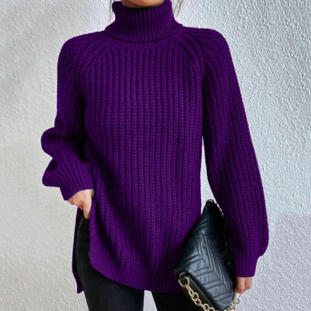 Velvèra – Klassischer Feinstrick-Rollkragenpullover für Damen-Lila-S-HauteBerlin