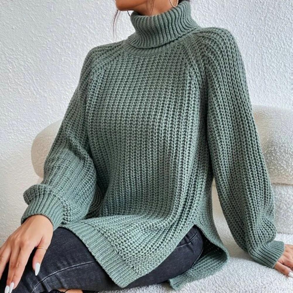 Velvèra – Klassischer Feinstrick-Rollkragenpullover für Damen-Grün-S-HauteBerlin