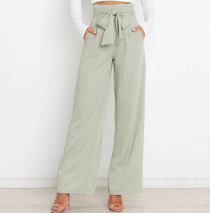 Elanthe – Damen Weite Hose mit Hohem Bund & Bindegürtel im Eleganten Schnitt-HauteBerlin