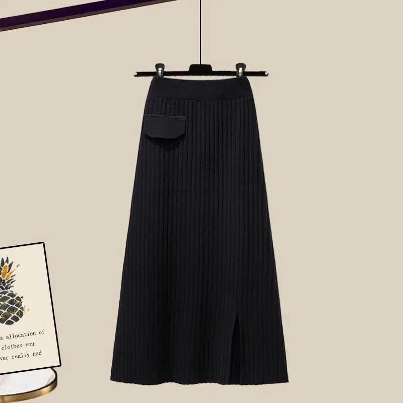 VivaLina – Damen Zweiteiler Set mit Shirt und Rock aus Leichtem Stoff-Rock - Schwarz-S-HauteBerlin