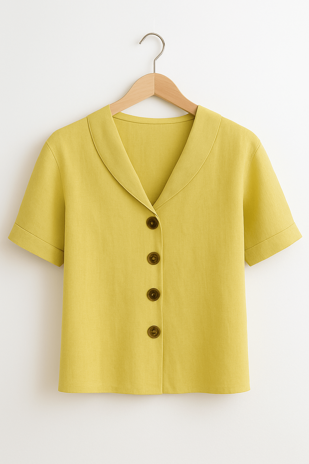 Kurzarm-Bluse | Kragen | V-Ausschnitt | Button-Up Bluse | Damenbluse