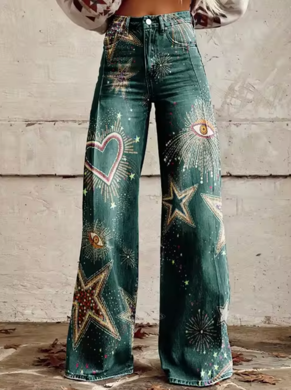 Anzela - Hose mit weitem Bein und farbenfrohem Print-Farbe 6-S-HauteBerlin