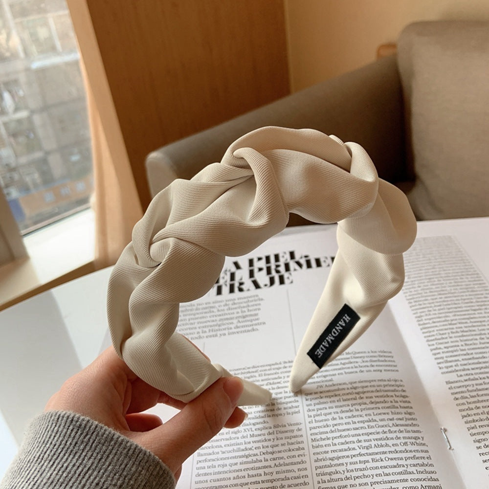 Breites Stirnband – Bequem – Stoff – Gerüschtes Haarband – Haaraccessoire für Frauen