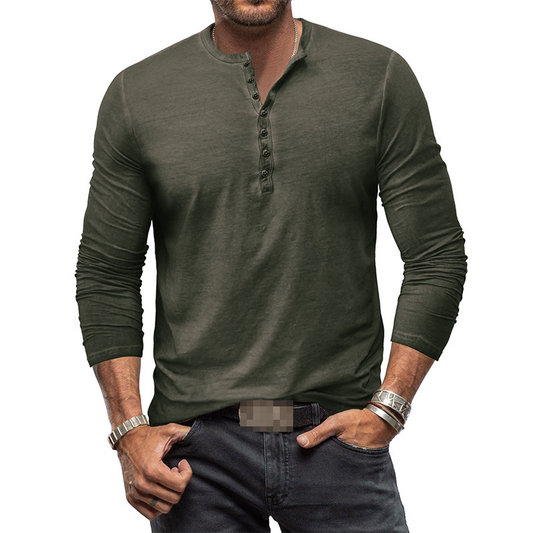Henley-Shirt – Langärmliges Basic-T-Shirt mit Knopfleiste für Männer