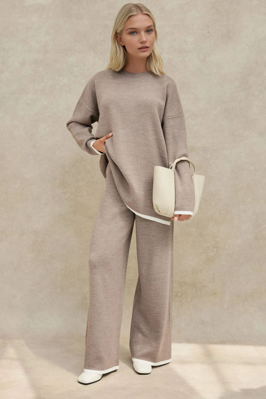 Loungewear-Set – Oversize-Pullover und Hose mit weitem Bein für Frauen