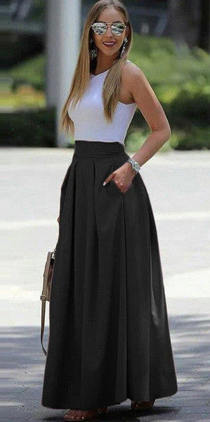 Zafira - Eleganter Maxirock mit hoher Taille-Schwarz-S-HauteBerlin