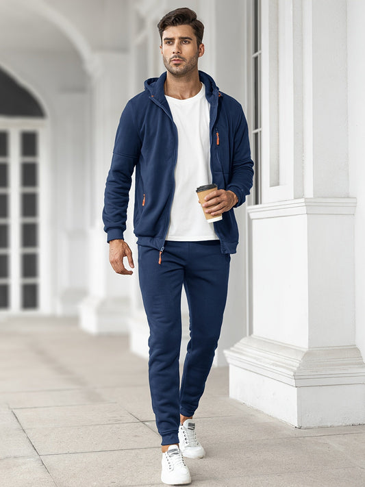 Trainingsanzug | Casual | Zip-Up | Kapuzenpulli und Sweatpants Set | Jogginganzug für Männer