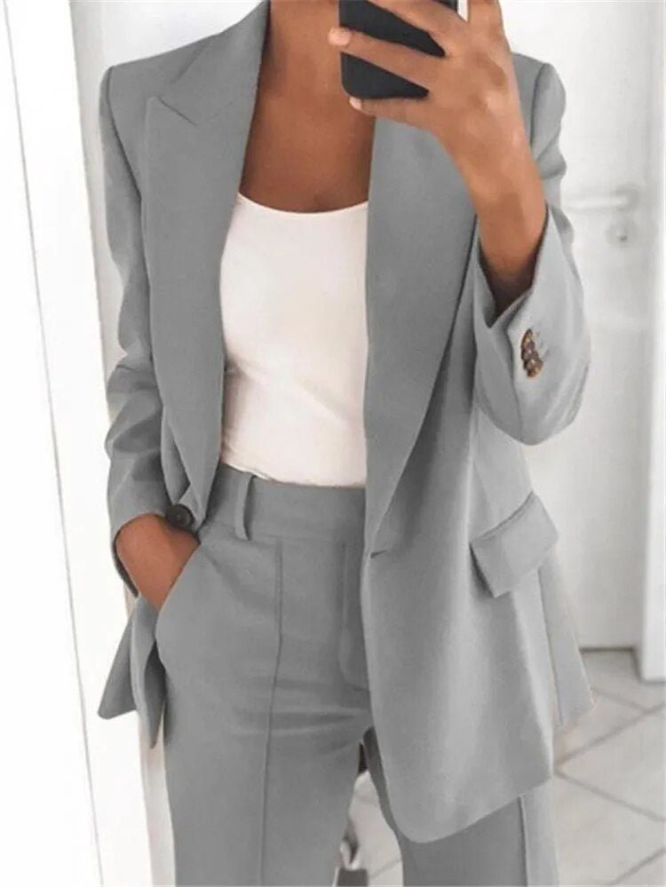 Kelly - Elegantes Business-Set - Blazer+Hose-Grau-S-HauteBerlin