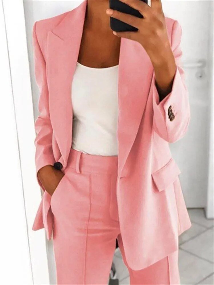 Kelly - Elegantes Business-Set - Blazer+Hose-Hellrosa-S-HauteBerlin
